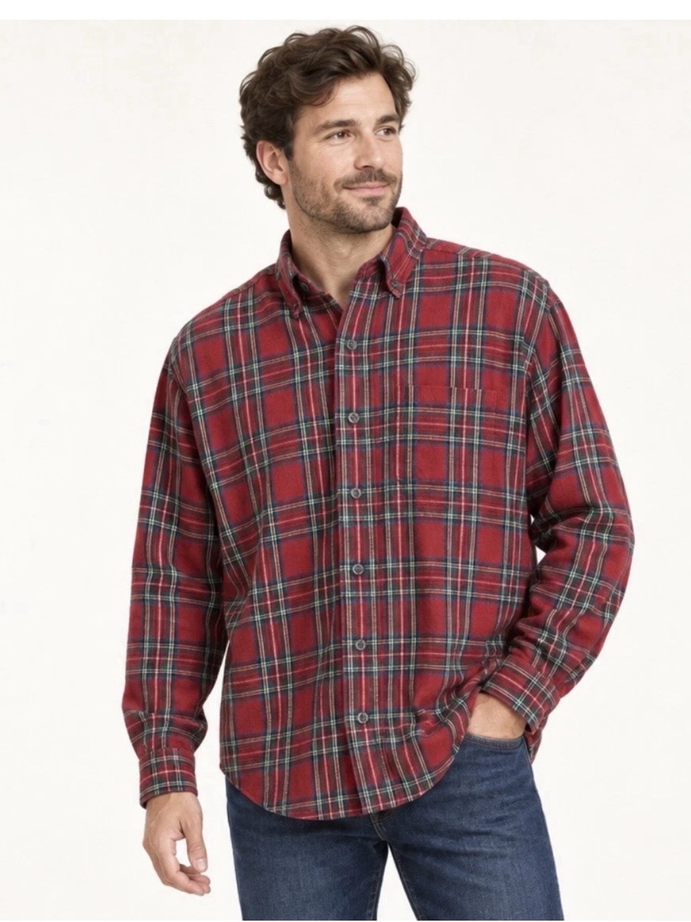 Vintage LL Bean Shirt Men Large 90s
Red Tartan Plaid Flannel Cotton
